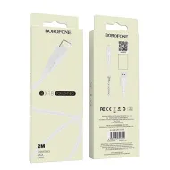 USB-кабель BOROFONE BX18 Optimal AM-8pin (Lightning)  2 метра, 2,4A, ПВХ, белый