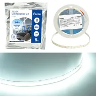 Лента светодиодная, 240SMD(2835)/5м 22Вт/м 24V 5000*10*1.22мм 6000К, IP20, LS503 FERON