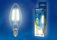 Лампа Uniel LED-C35-5W/WW/E14/CL/MB GLM10TR, регулировка яркости без диммера
