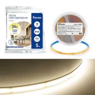 Лента светодиодная 512SMD(2110) 12Вт/м 24V 5000*10*1.8мм IP20 3000К, LS530 FERON