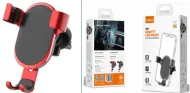 LDNIO MG01/ Автодержатель гравитационный для смартфона до 6,5"/ на воздуховод/ Red