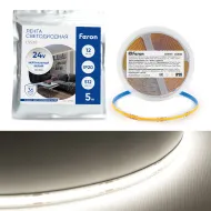 Лента светодиодная 512SMD(2110) 12Вт/м 24V 5000*10*1.8мм IP20 4000К, LS530 FERON 5м