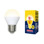 Лампа VOLPE, LED-G45-9W/WW/E27/FR/NR, 3000K