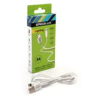 Кабель ERGOLUX ELX-CDC03-C01 (USB-Lightning, 3А, 1,2м, Бел