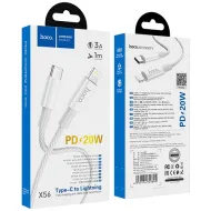 USB-C кабель HOCO X56 New original PD USB-C-8pin (Lightning)  1 метр, 3А, нейлон, белый