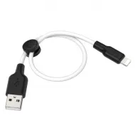 USB-кабель HOCO X21 Plus AM-8pin (Lightning)  0.25 метра, 2.4A, силикон, клипса, чёрно-белый (30/300