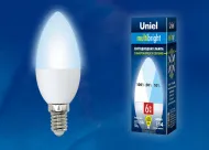 Лампа Uniel LED-C37-6W/NW/E14/FR/MB PLM11WH