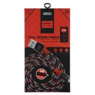 USB-кабель BYZ BC-090i AM-8pin (Lightning)  3 метра, 2.1A, тканевый, черно-красный