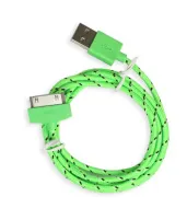 Дата-кабель Smartbuy USB - 30-pin для Apple, нейлон, длина 1 м, зеленый (iK-412n green)/500