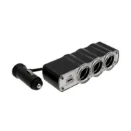 Разветвитель авто прикуривателя на 3 гнезда, 12В, 1 гнездо USB Орбита WF-0120