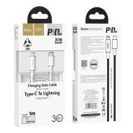USB-C кабель HOCO X36 Swift PD USB-C-8pin (Lightning)  1 метр, 3А, пластик, белый