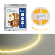 Лента светодиодная 400SMD(2110)/ 7Вт/м 12V 5000*3*1.8мм 3000K, IP20, 5m, LS630 FERON