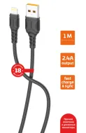 Кабель GoPower GP06L USB (m)-Lightning (m) 1.0м 2.4A ПВХ чер