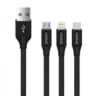 Кабель USB 2.4A SENDEM M10 (штекер 3 в1 microUSB/iPhone5/6/7/TYPE-C - штекер USB) 1м