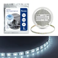 Лента светодиодная, 60SMD(5050)/m 14.4W/m 12V 5m 6500К, LS606 FERON  КУСКИ:  2  2  1