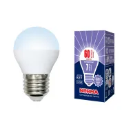 Лампа VOLPE, LED-G45-7W/WW/E27/FR/NR, 3000K