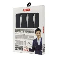 USB-кабель 3-в-1 BOROFONE BX16 Easy AM-8pin (Lightning)/microBM/Type-C  1 метр, 2.4A, ПВХ, белый