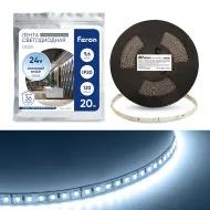 Лента светодиодная 120SMD(2835)/м 9.6Вт/м 24V 20000*10*1.22мм 6000К, LS520 FERON 20м