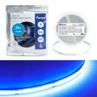 Лента светодиодная 320SMD(2110) 8Вт/м 24V 5000*8*1.8мм IP20, синий, LS530 FERON 5м
