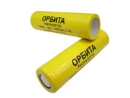 Аккумулятор Орбита 18650 (20А,2000mA, 3,7В) плоский пин.