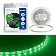 Лента светодиодная, 60SMD(2835)/m 4.8W/m 12V 5m зеленый, LS603 FERON