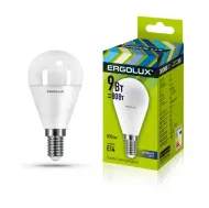 Лампа Ergolux LED-G45-9W-E14-6K  Шар 9Вт E14 6500K 172-265В)