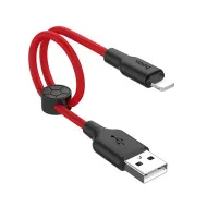 USB-кабель HOCO X21 Plus AM-8pin (Lightning)  0.25 метра, 2.4A, силикон, клипса, чёрно-красный (30/3