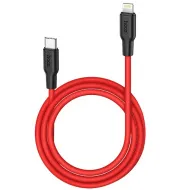 USB-C кабель HOCO X21 Plus PD Type-C-8pin (Lightning)  1 метр, 3А, силикон, чёрно-красный