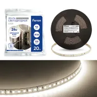 Лента светодиодная 120SMD(2835)/м 9.6Вт/м 24V 20000*10*1.22мм 4000К, LS520 FERON, 20м