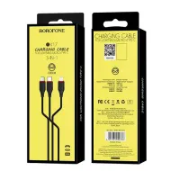 USB-кабель 3-в-1 BOROFONE BX17 Enjoy AM-8pin (Lightning)/microBM/Type-C  1 метр, 2.4A, ПВХ, чёрный