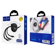 USB-кабель 3-в-1 HOCO U50 AM-8pin (Lightning)/microBM/Type-C  1 метр, 2А, катушка, ПВХ, чёрный (30/1
