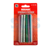 Клеевой стержень 7/100мм,блистер,цветной с блестками,12шт/уп.REXANT 09-1025