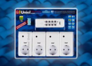 Пульт ДУ электроприборами Uniel USH-P005-G4-1000W-25M 4 канала (1000Вт) + кнопка вкл/выкл. БЕЛ.