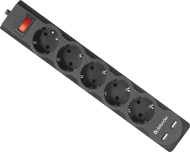 Сетевой фильтр DFS 751 1,8 м, 5 розеток, 2xUSB, 2.1A DEFENDER