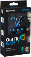 Беспроводная гарнитура OutFit B725 черный+синий, Bluetooth DEFENDER