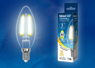 Лампа Uniel LED-C35-5W/WW/E14/CL/MB GLM10TR, регулировка яркости без диммера