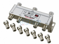 Делитель TV*6 + 7 шт. F-коннектор, бокс, 5-1000 МГц, silver, REXANT 05-6104