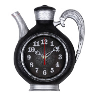 Часы 2622-004 корпус черный чайник с серебром "Узор" 