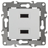 12-01 Розетка ЗУ USB ЭРА, 12-4110-01, 5В-2100мА, белый