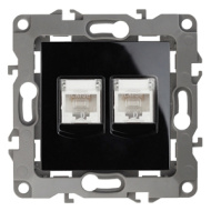 12-06 Розетка 2xRJ45 ЭРА, 12-3108-06, черный