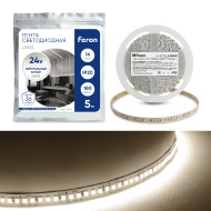 Лента светодиодная 180SMD(2835)/м 16Вт/м 24V 5000*10*1.22мм 4000К, LS502 FERON 5м