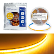 Лента светодиодная 320SMD(2110) 8Вт/5м 24V 5000*8*1.8мм IP20, желтый, LS530 FERON
