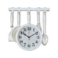 Часы 3234-003 корпус белый с золотом "Столовые приборы"