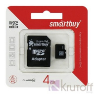 Карта памяти Micro-SD 4GB Smart Buy Class 4 с ад