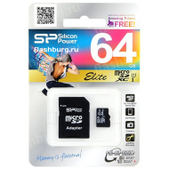 Карта памяти Micro-SD 64GB Silicon Power Class 10 c/ад Elite 85mb/s