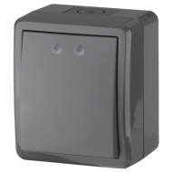 11-1401-03, Выключатель IP54, 10АХ-250В, ОУ, Эра Эксперт, серый