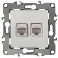12-15 Розетка 2xRJ45 ЭРА, 12-3108-15, перламутр