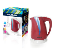 Чайник ERGOLUX ELX-KP03-C73 вишнево-св.серый (пластик, 2.0л, 160-250В, 1500-2300Вт)