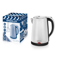 *Чайник ERGOLUX ELX-KS09-C41 черно-белый  нерж.сталь/пластик, 1.8л, 1600 Вт 