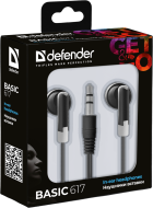 Наушники вкладыши Basic 617 черный Defender
